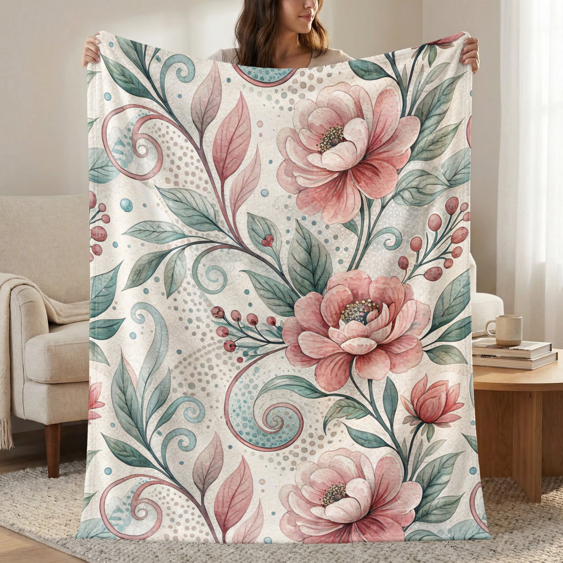 Floral Watercolor Painting Pink Blooms Artistic Design - Walk Greener