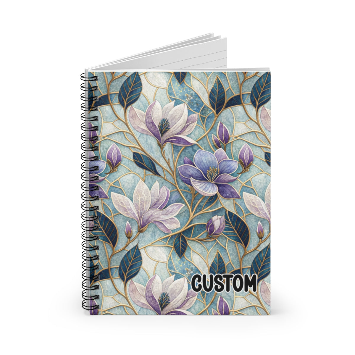 Stunning Blue and Purple Floral Design Custom Notebook