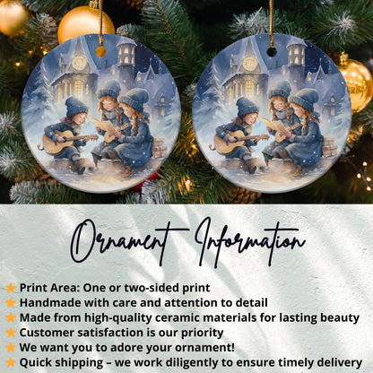 Snowy Village Scene with Children Ornament product