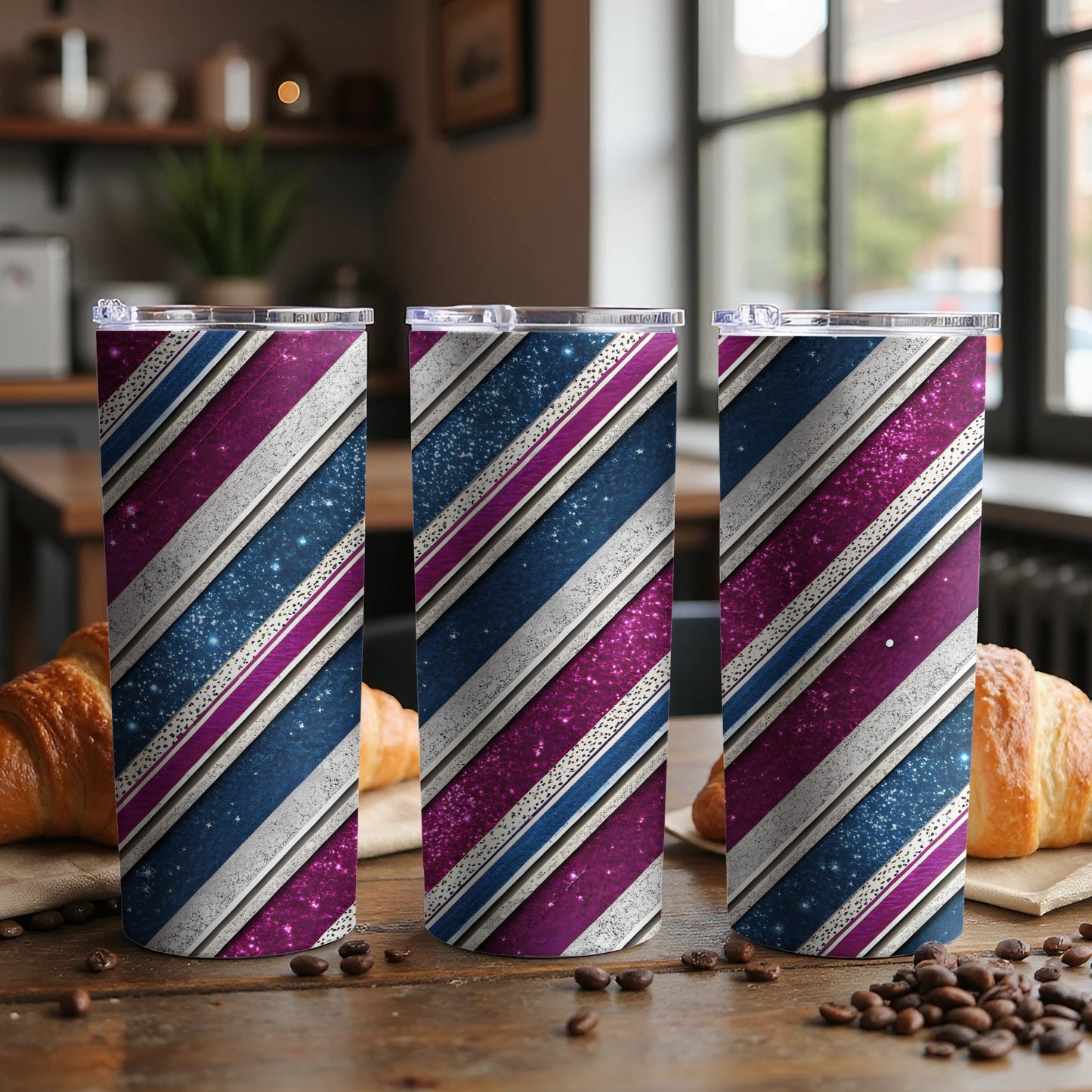 Striped Blue and Purple Patterned Tumbler Product