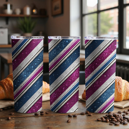 Striped Blue and Purple Patterned Tumbler Product