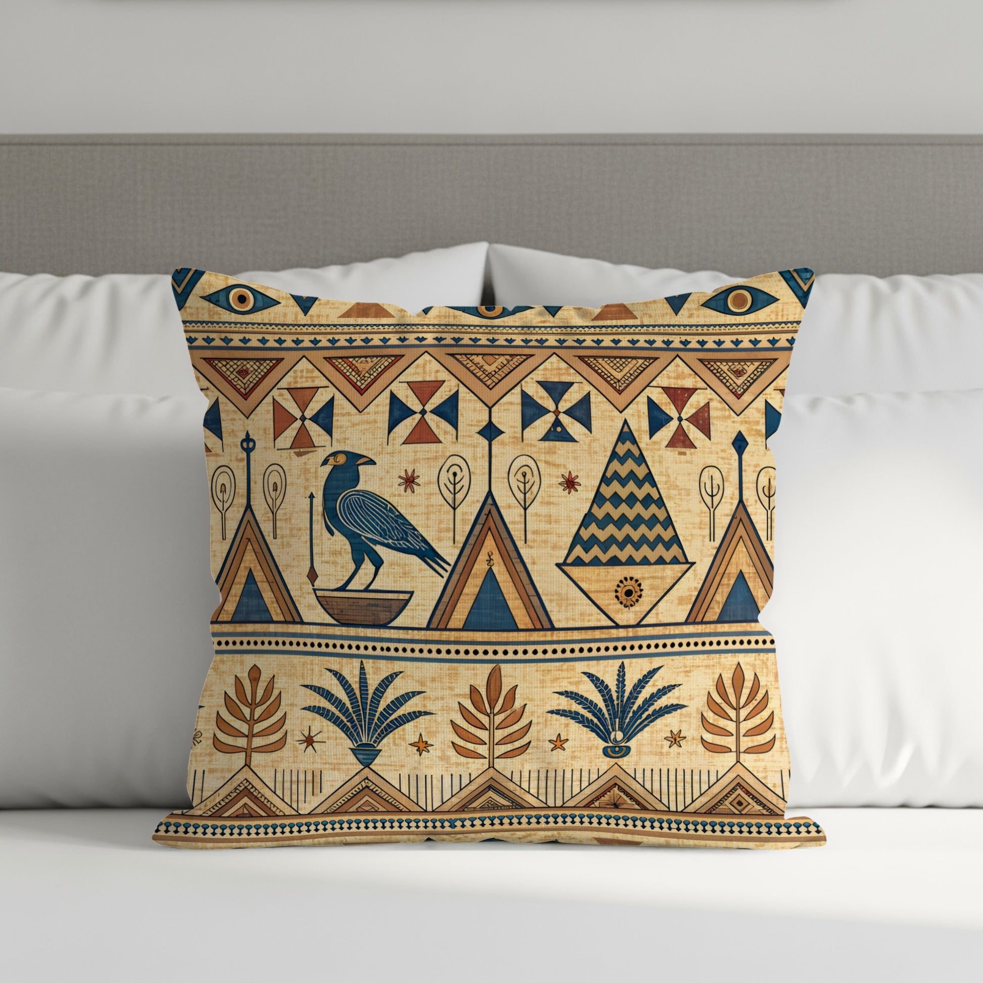 Egyptian Pharaohs Ancient Symbols Geometric Motifs Pillows & Pillow Cases - Walk Greener