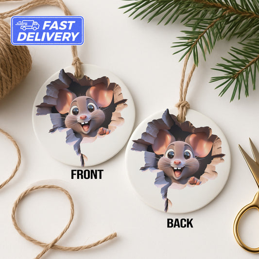 Cute Mouse Double-Sided Ceramic Ornament product type