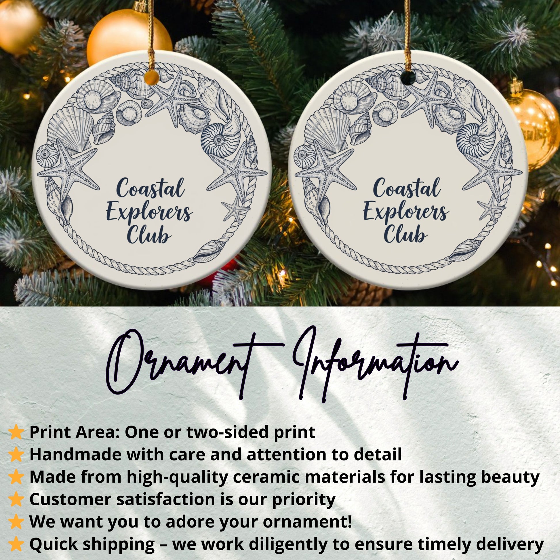 Coastal Explorers Club Christmas Ornament product