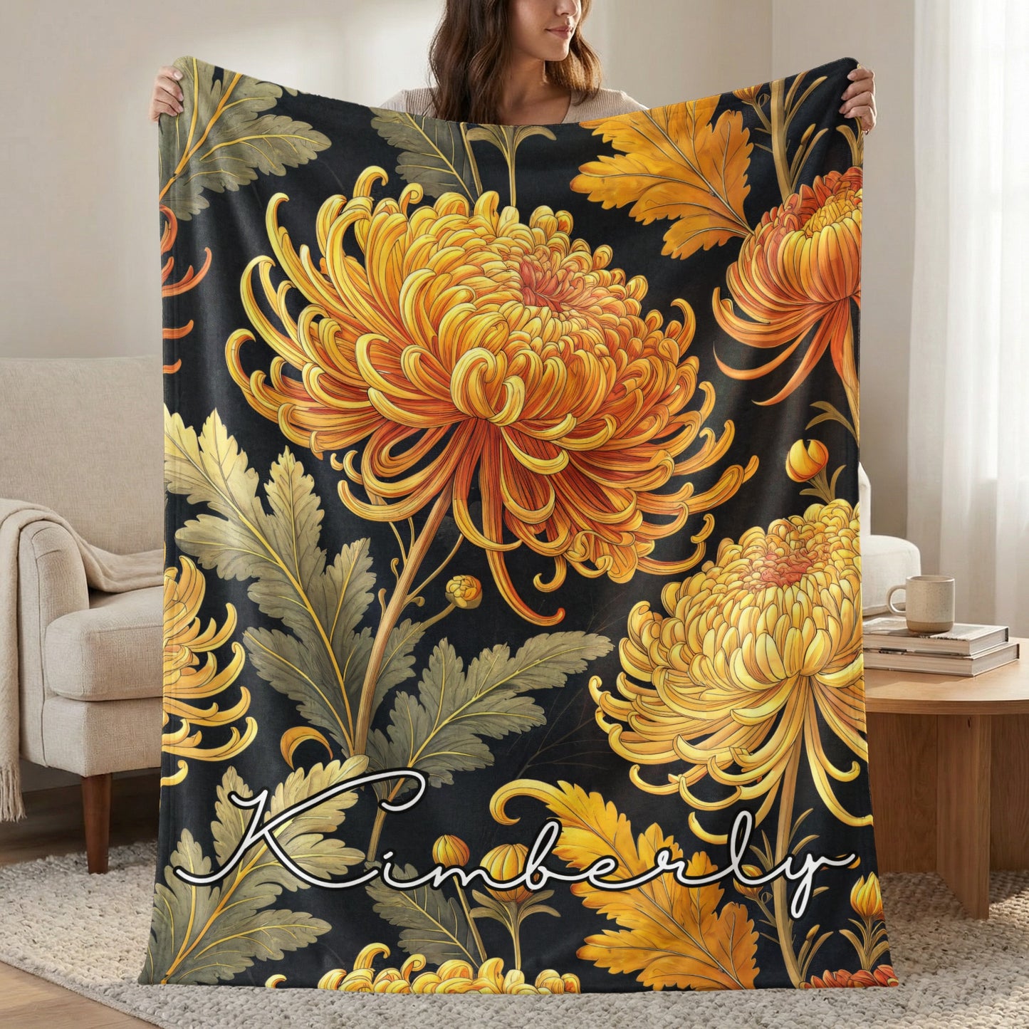 Personalized Floral Kimberly Design Blanket