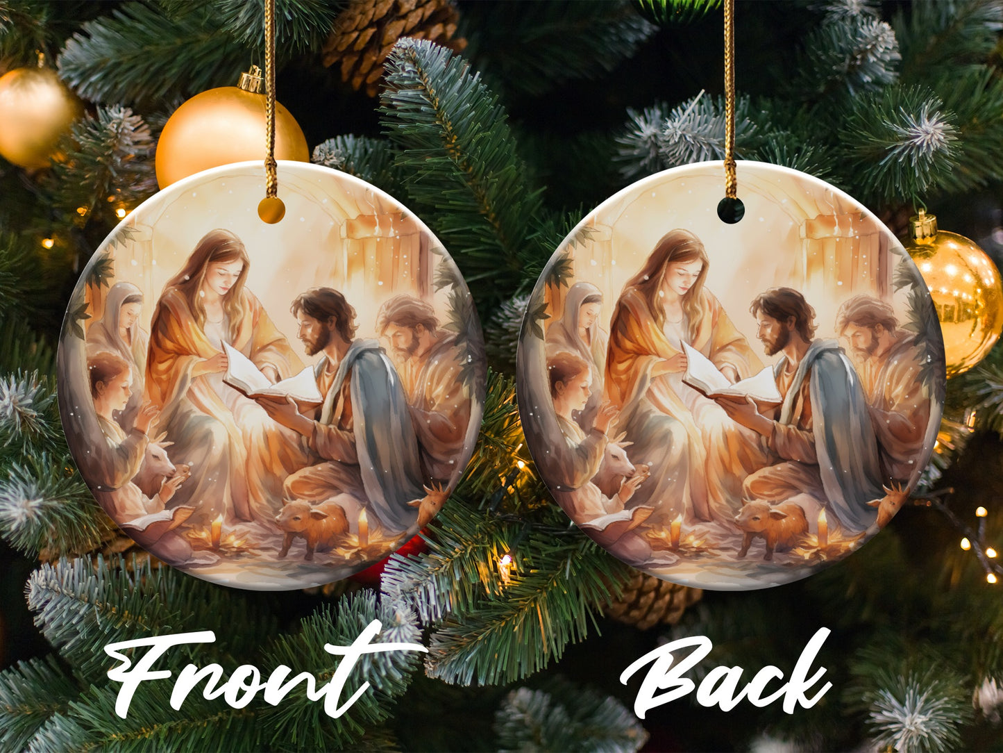 Holiday Nativity Scene Double-Sided Hanging Ornament product type