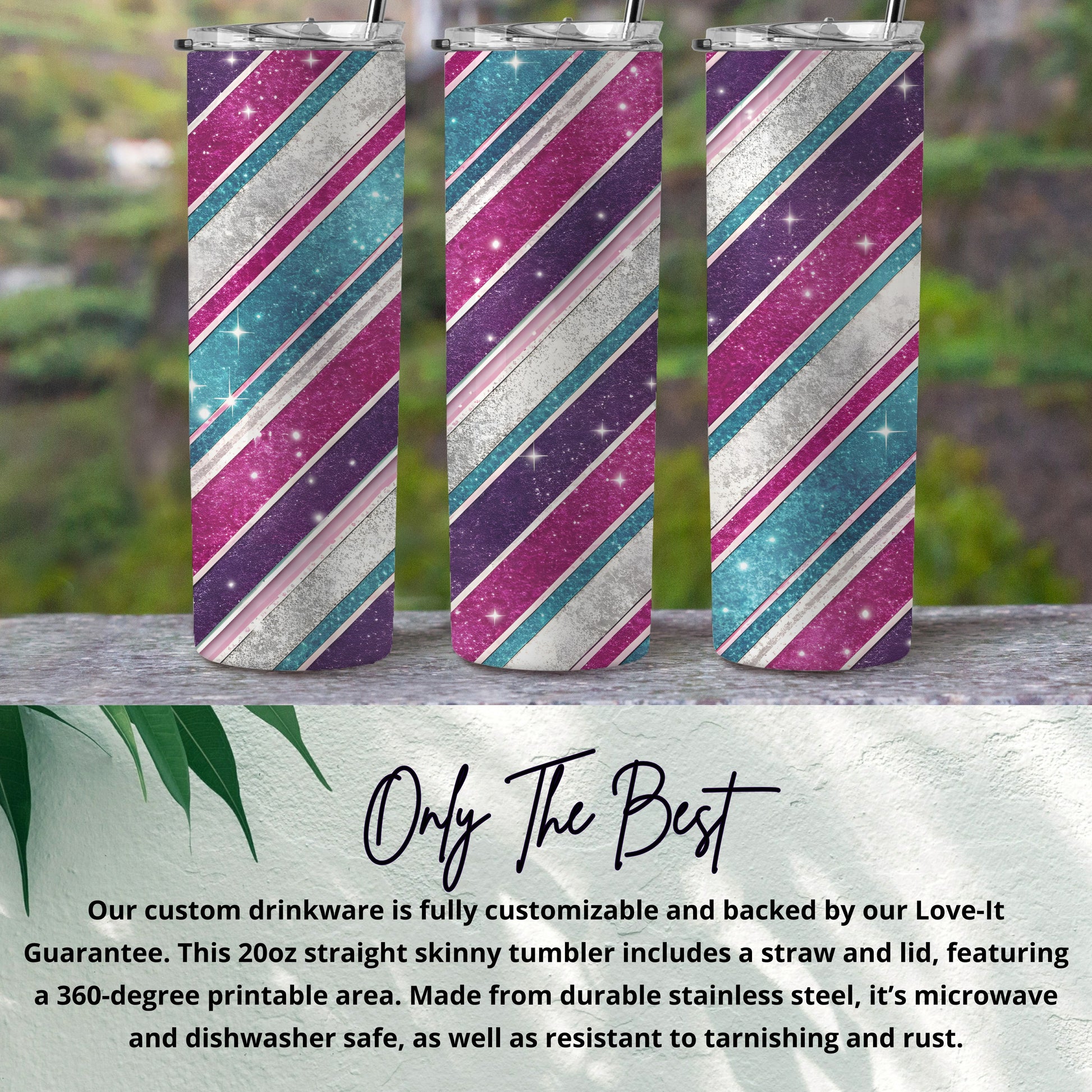 Colorful Diagonal Stripes Sparkling Design Pattern Tumbler - Walk Greener