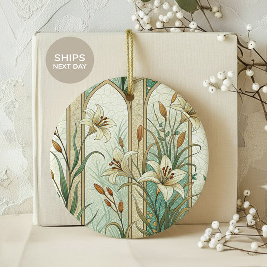 Floral Printed Decorative Round Hanging Ornament