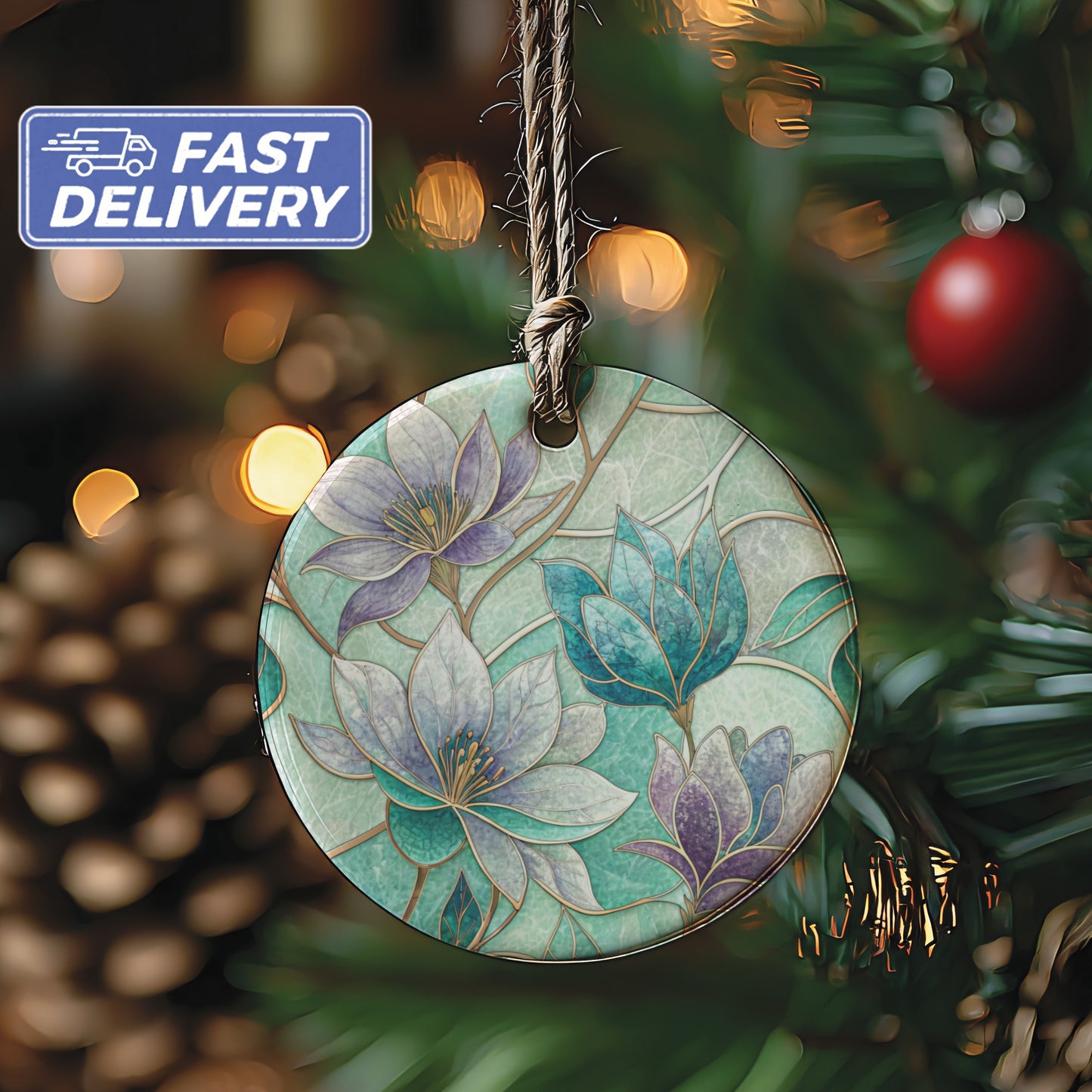 Elegant Floral Pattern Christmas Tree Ornament Decor