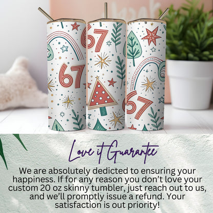 Festive Christmas Numbers Stars Trees Seamless Pattern Tumbler - Walk Greener