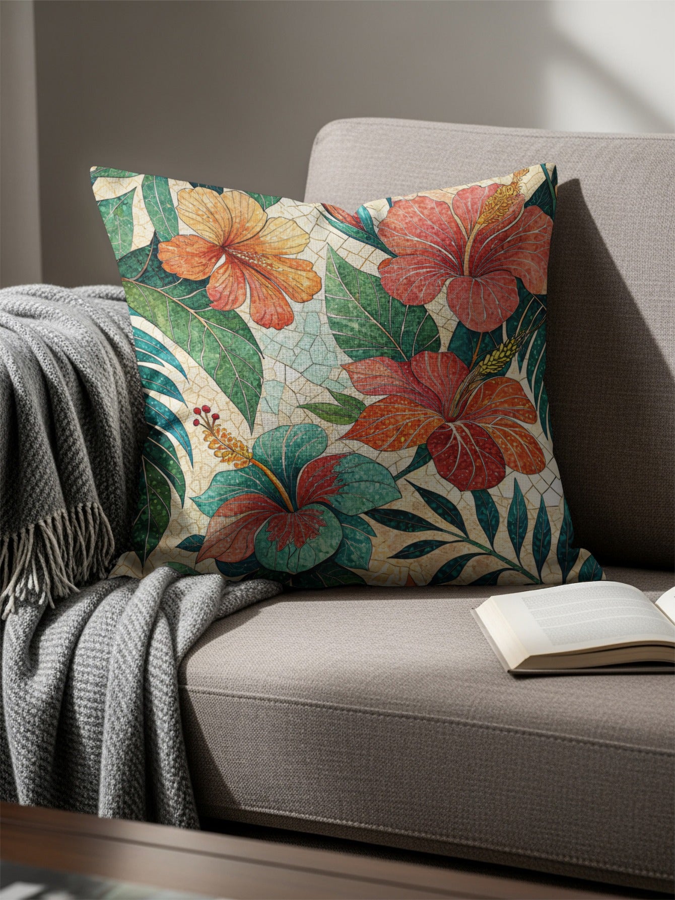 Bright Floral Pattern Throw Pillow for Home Decor