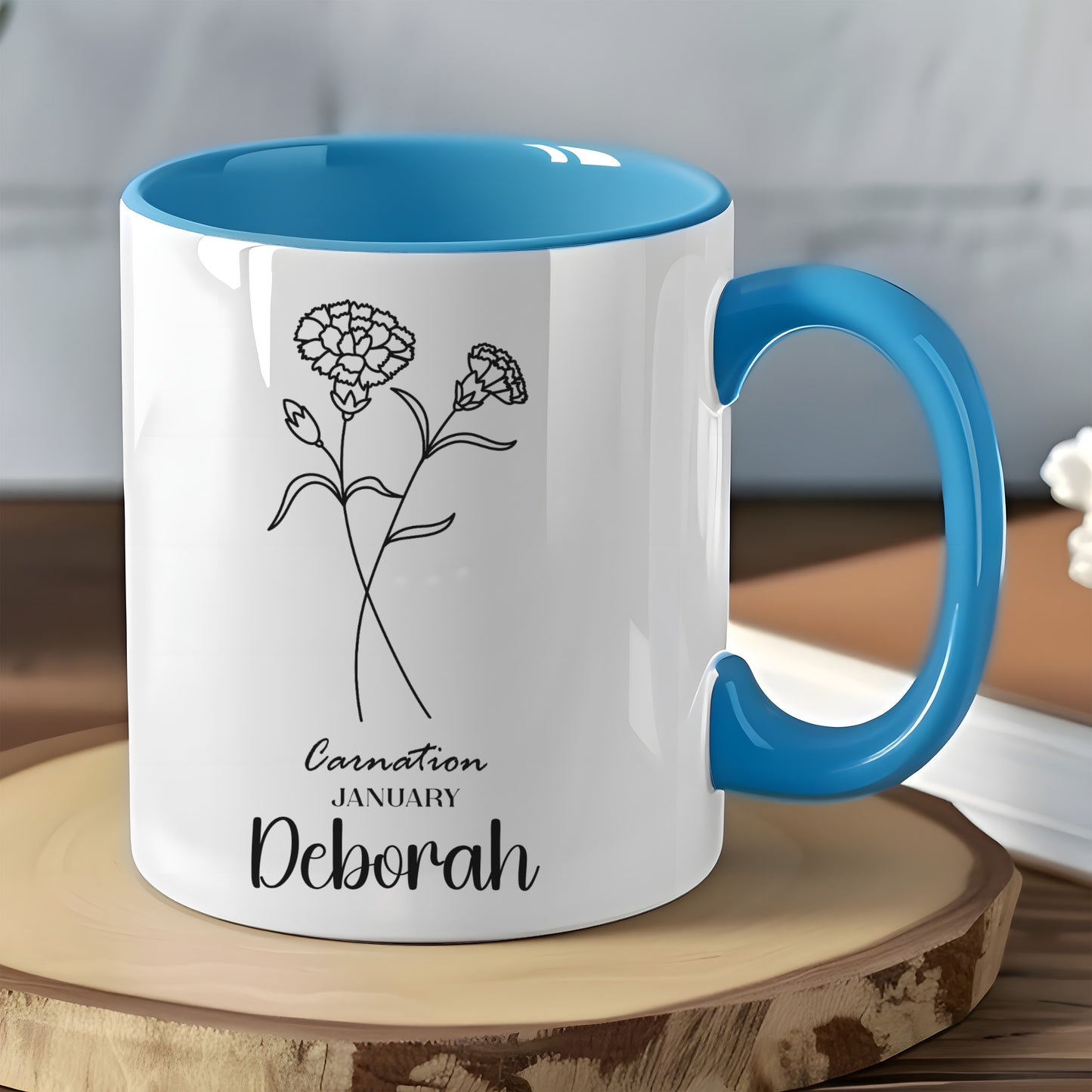 Personalized Carnation January Deborah Mug Gift
