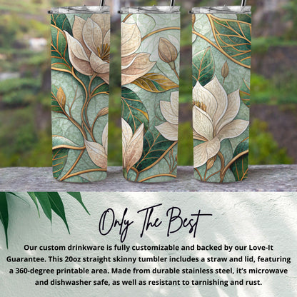 Floral Watercolor Design Art Nouveau Pattern 20 oz Skinny Tumbler - Walk Greener