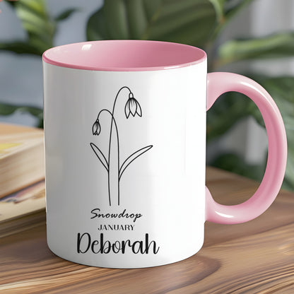 Personalized Snowdrop January Deborah Mug Gift Item