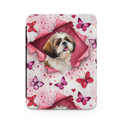 Adorable Shih Tzu with Pink Butterflies Tablet Cover
