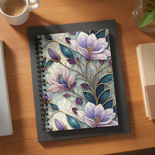 Elegant Spiral Bound Floral Design Notebook