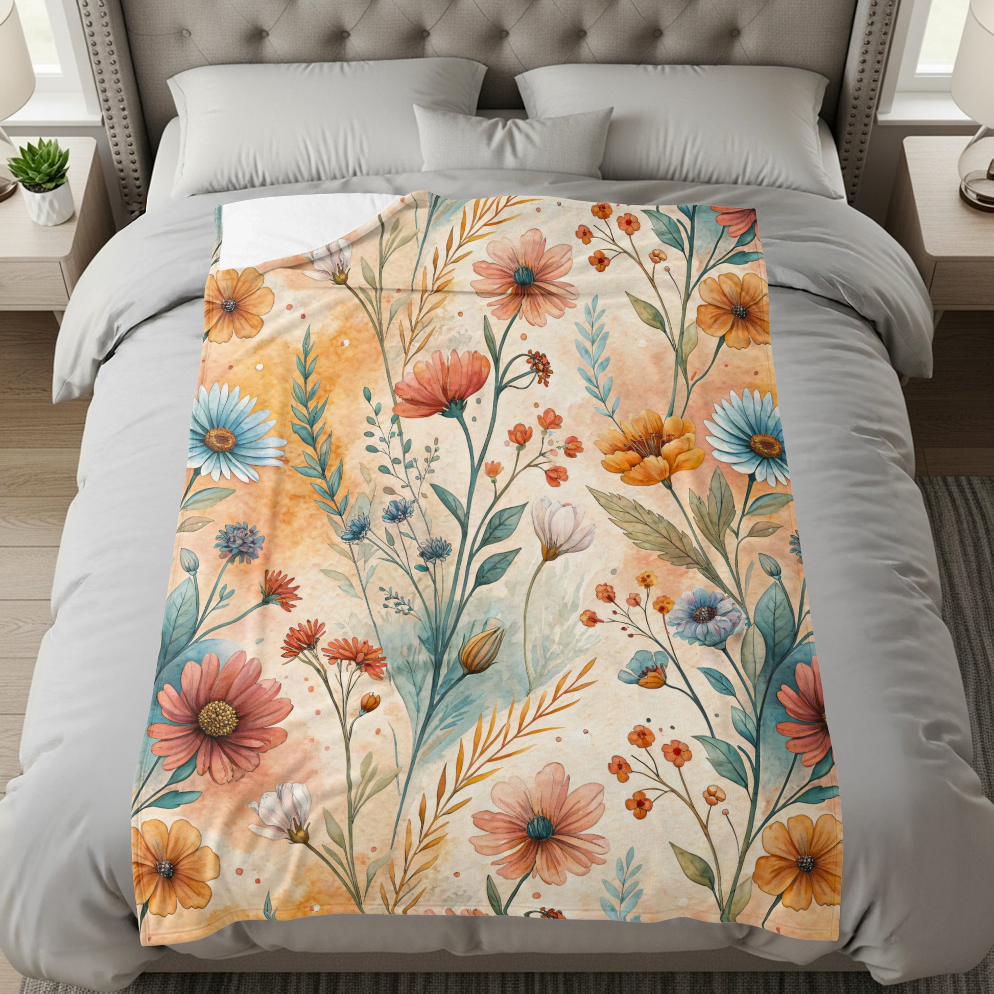 Watercolor Floral Pattern with Flowers and Leaves Design - Walk Greener