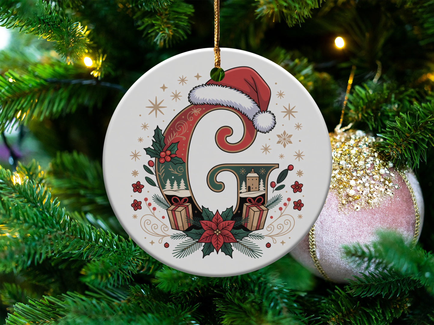 Festive Initial Ornament with Christmas Decorations product