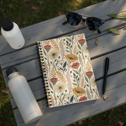 Floral Patterned Spiral Bound Notebook for Daily Use
