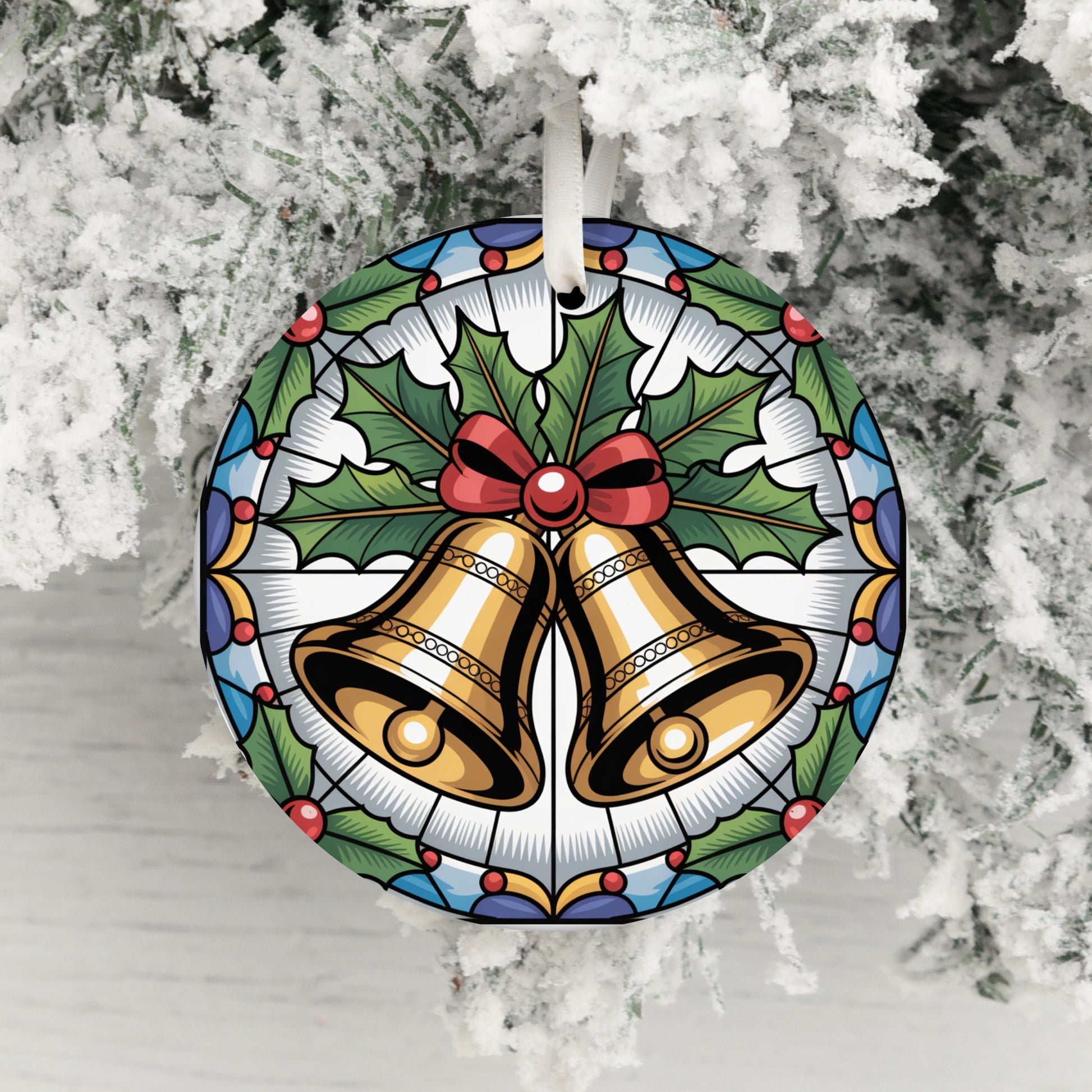 Festive Bells and Holly Christmas Ornament product type