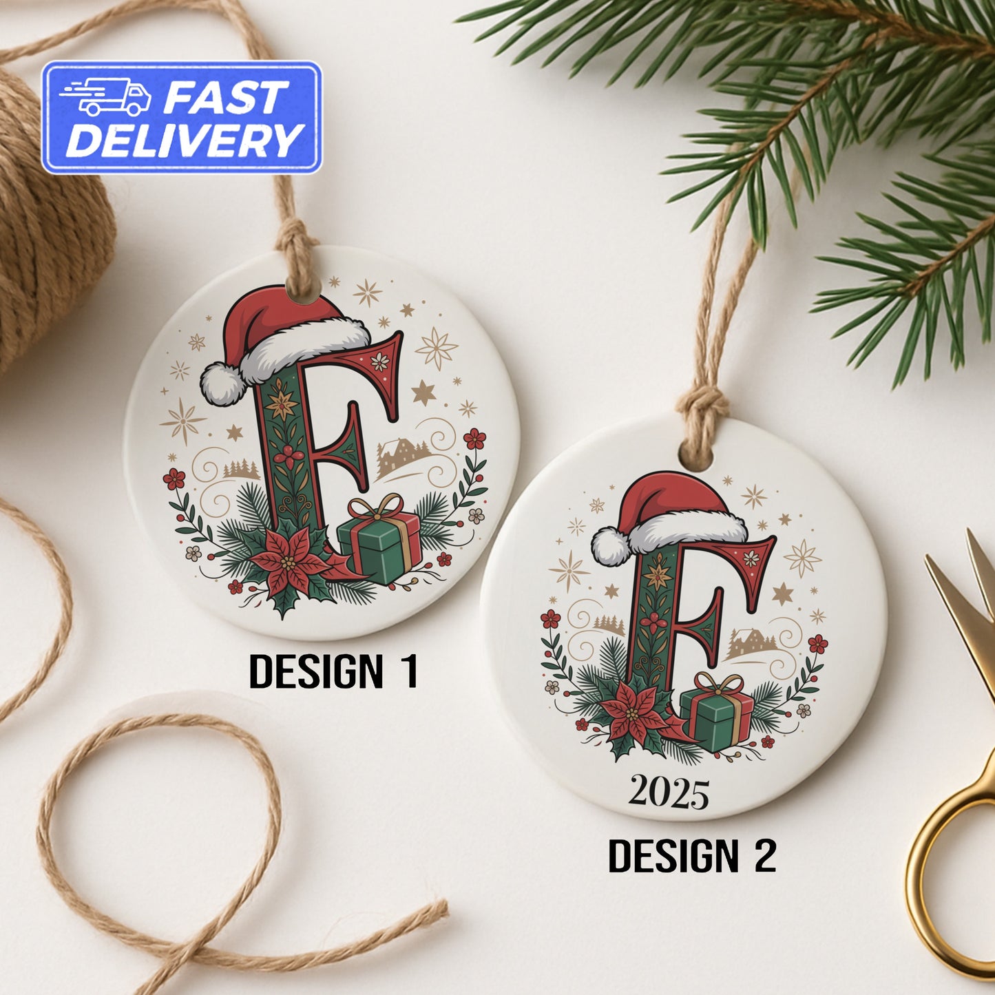 Letter F Ornament, Personalized Ornament, Custom Ornament, Initial Ornament, Christmas Decor, Holiday Gift, 2025 Ornament