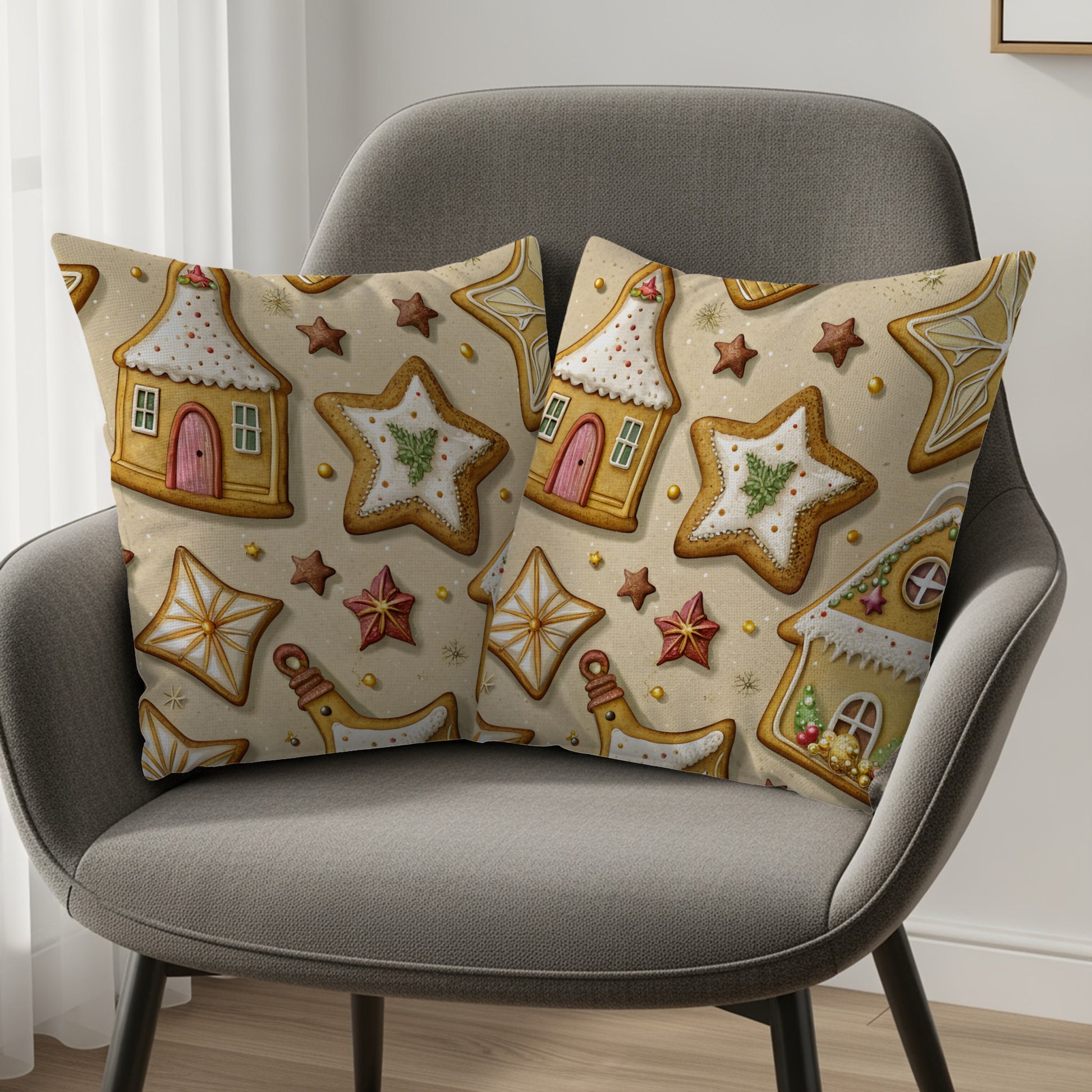 Adorable Gingerbread Holiday Seamless Pattern Design Throw Pillows - Walk Greener