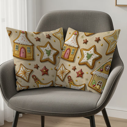 Adorable Gingerbread Holiday Seamless Pattern Design Throw Pillows - Walk Greener