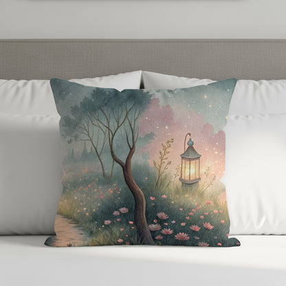 Enchanting Forest Lantern Throw Pillow Decor Piece