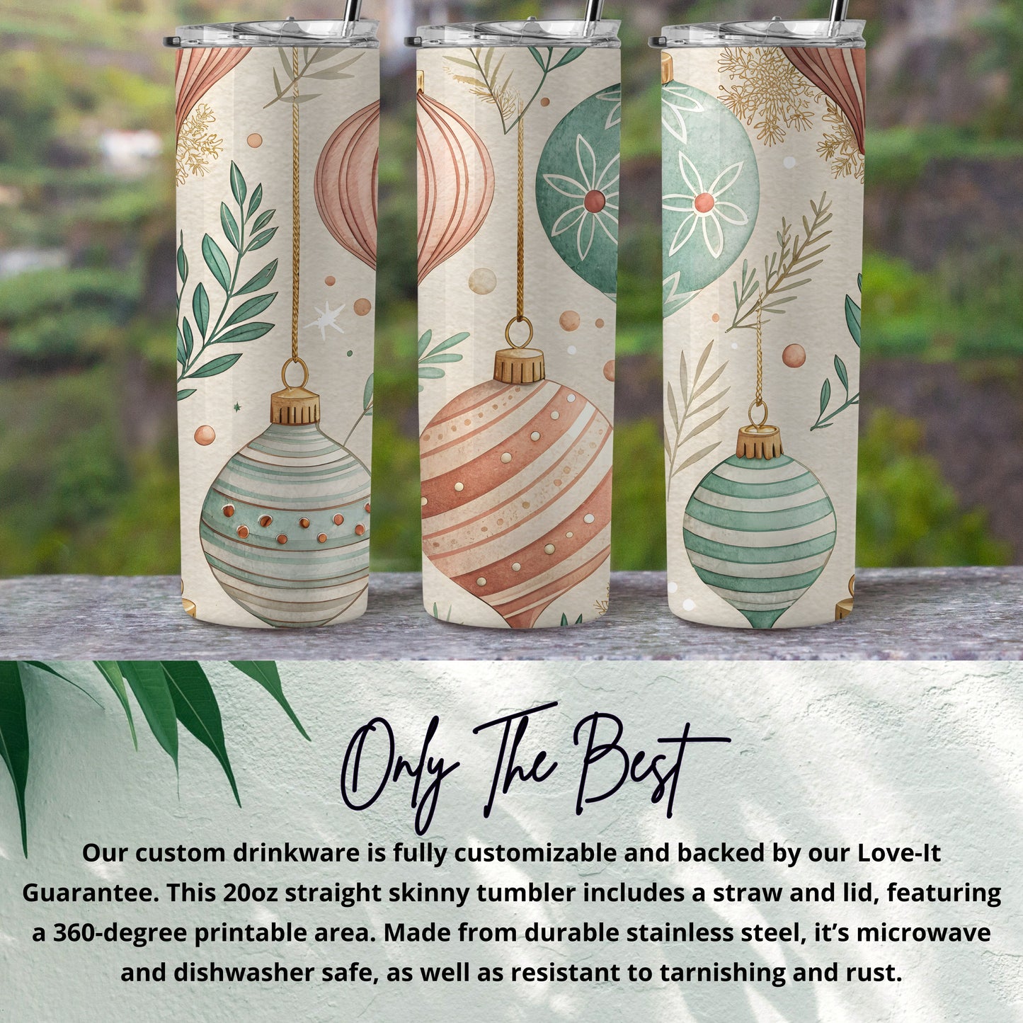 Christmas Ornaments Design Skinny Tumbler Cup