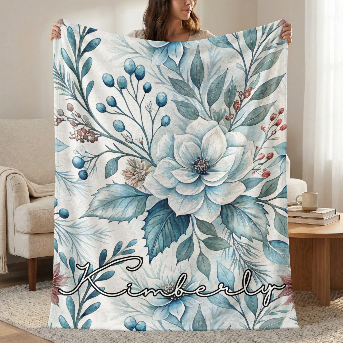 Personalized Floral Kimberly Blanket for Cozy Home Decor