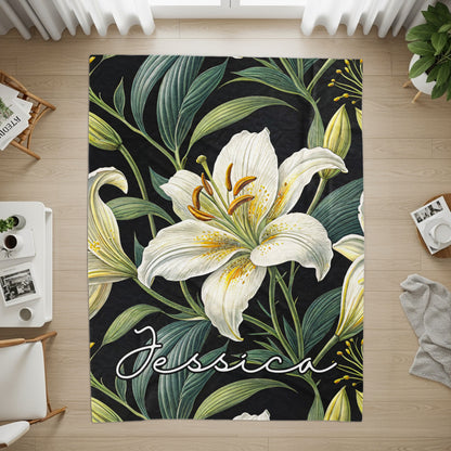 Elegant Floral Design with Name Jessica Area Rug