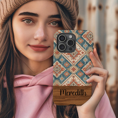 Detailed Geometric Pattern with Diamond Shapes Slim Custom Phone Case - Walk Greener