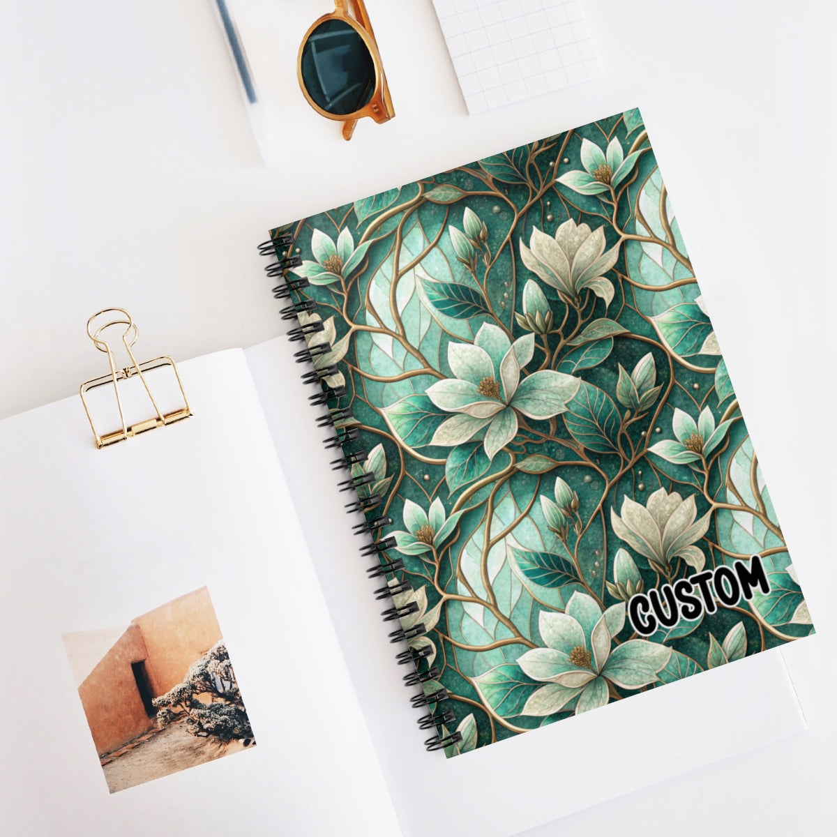 Custom Floral Patterned Spiral Notebook Customizable