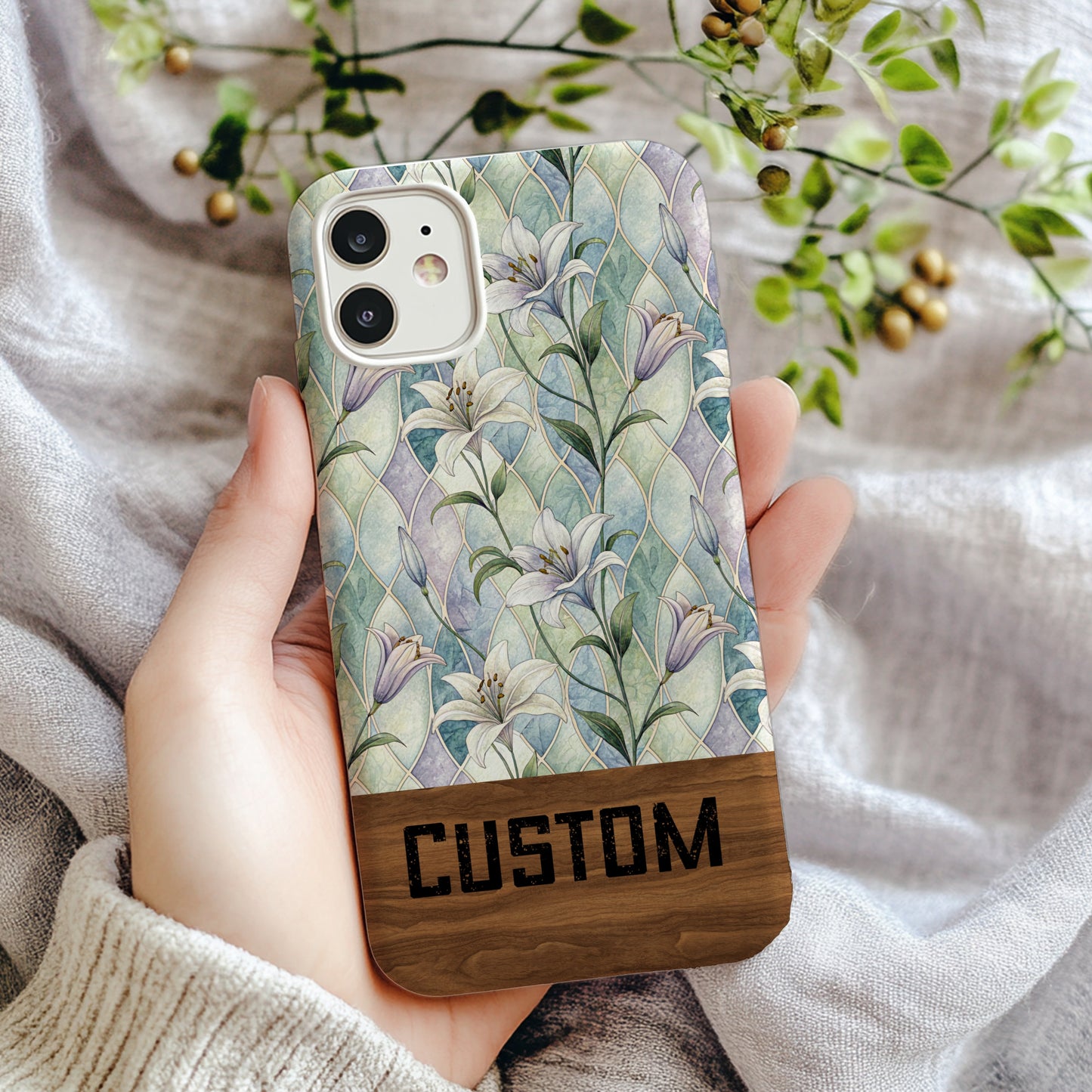 Custom Floral Patterned Phone Case with Personalized Text