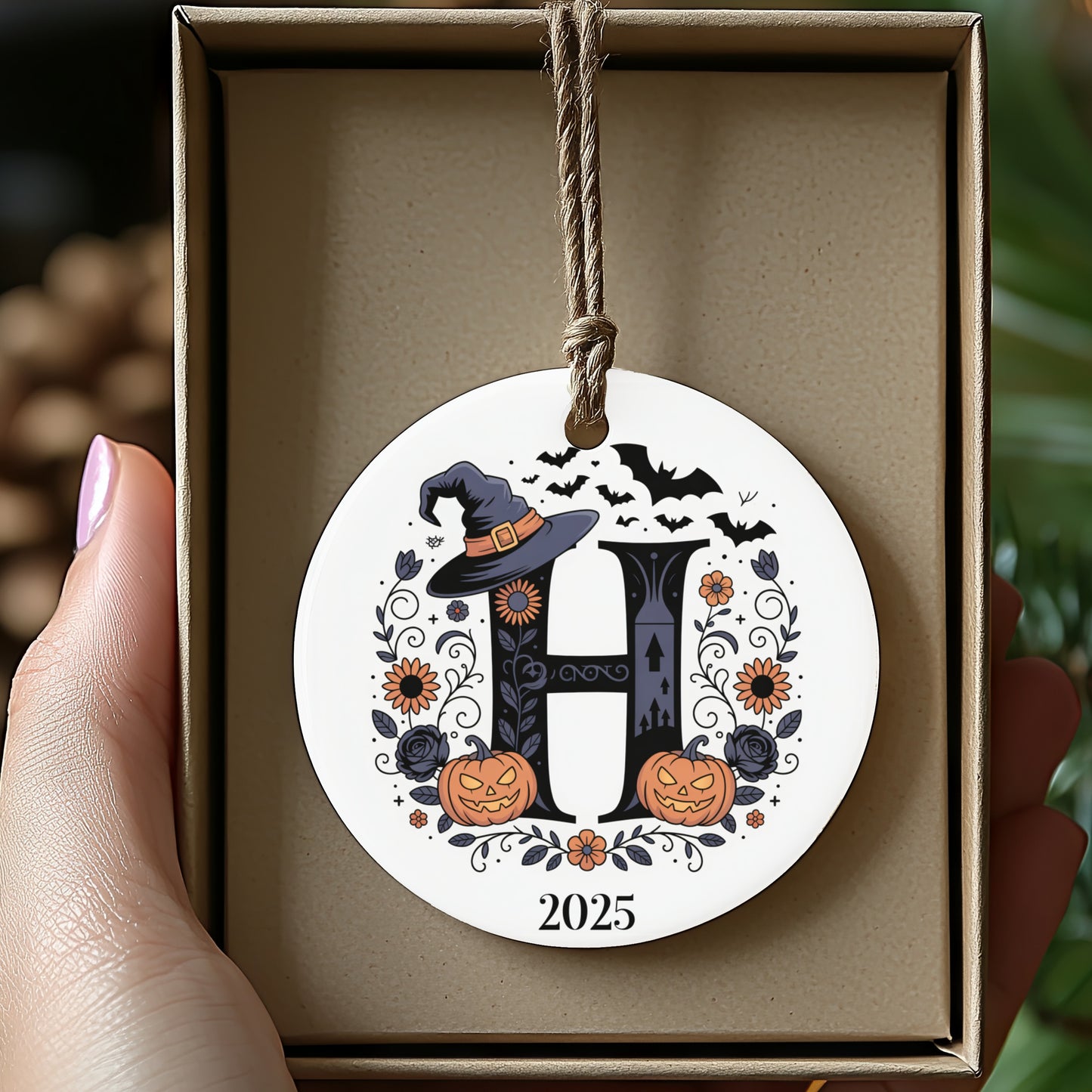 Personalized Halloween Initial Ornament 2025 product type