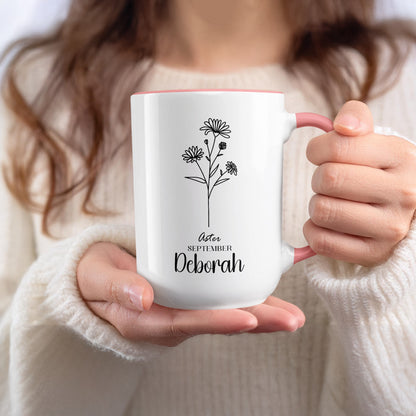 Personalized Aster September Floral Deborah Coffee Mug