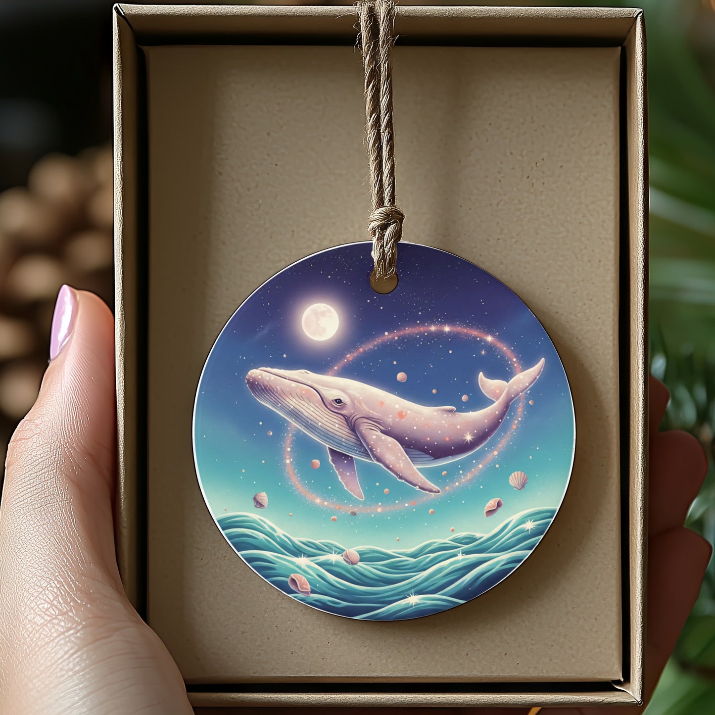 Mystical Whale Under Moonlight Hanging Decor product