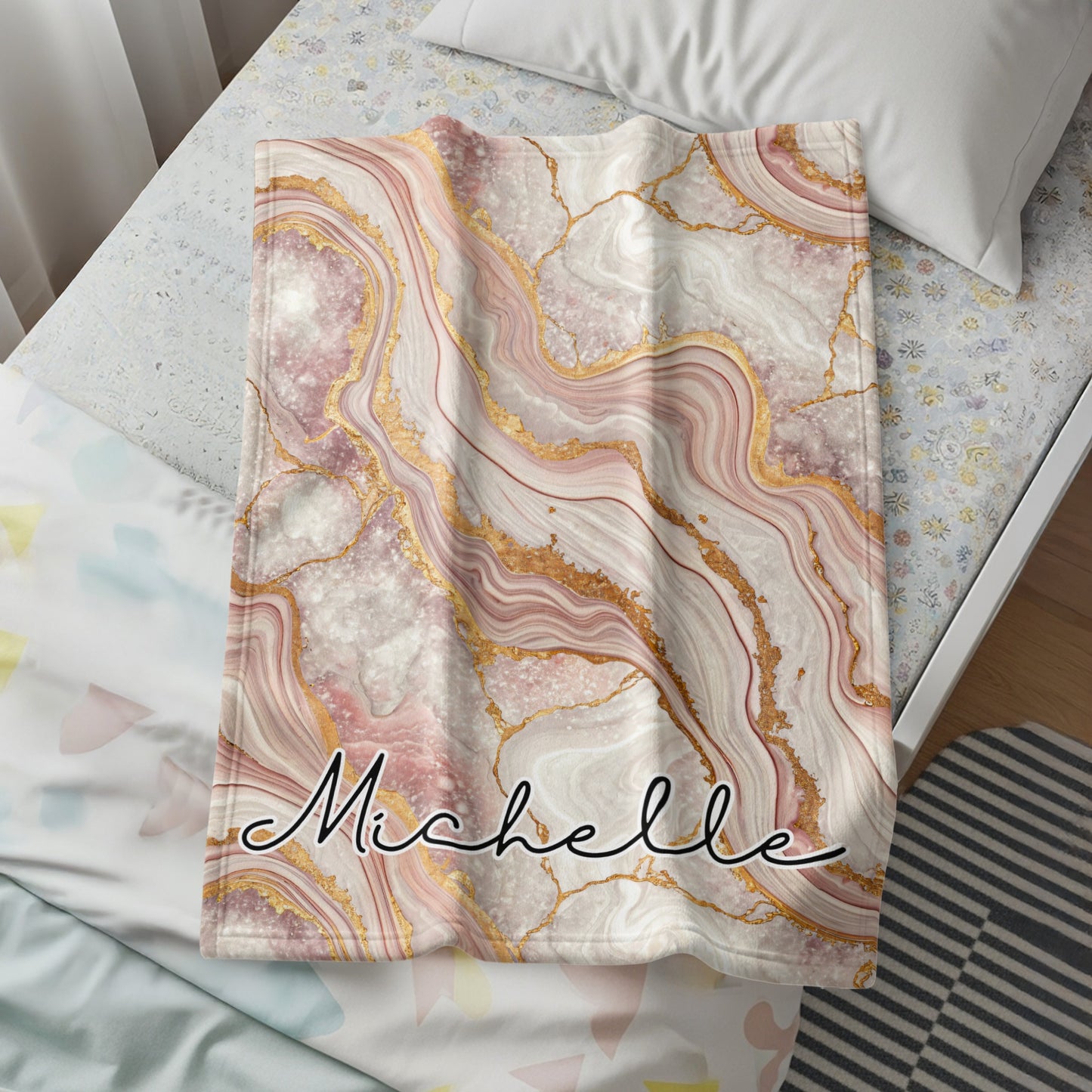 Elegant Custom Name Agate Design Print Personalized Custom Blanket - Walk Greener