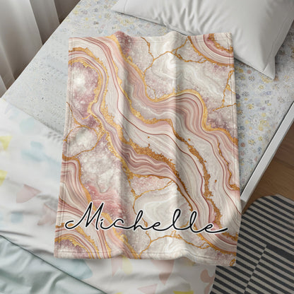 Elegant Custom Name Agate Design Print Personalized Custom Blanket - Walk Greener