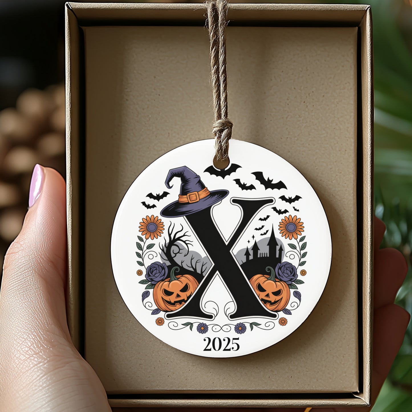 Personalized Halloween Witch Monogram Ornament product