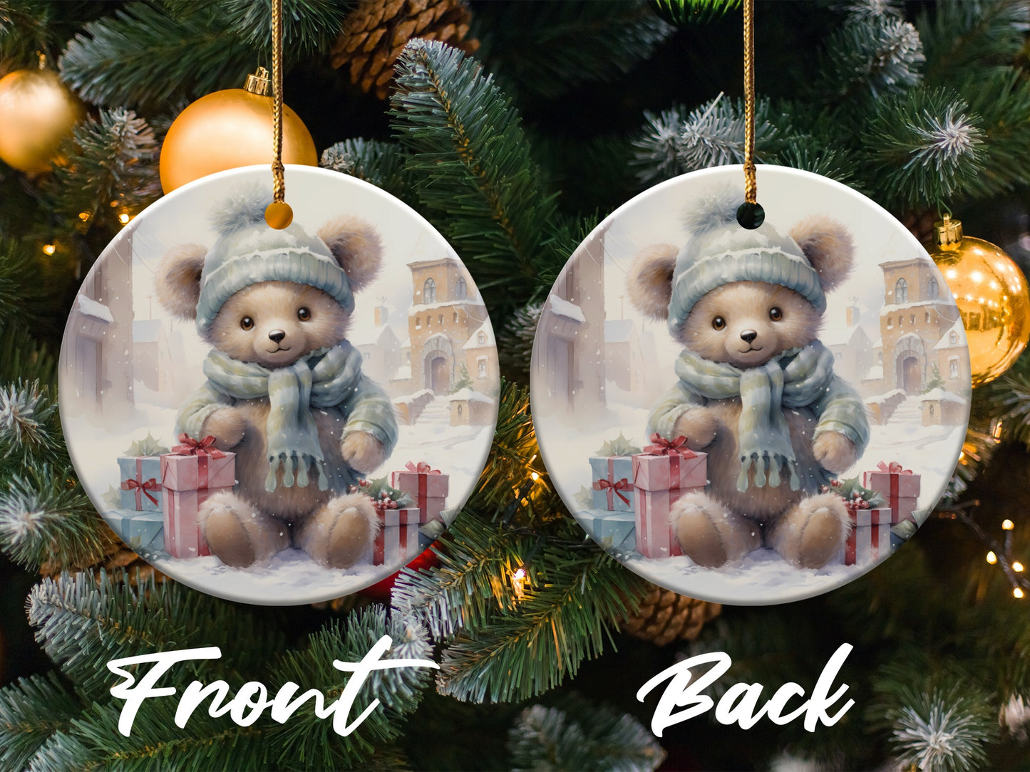 Teddy Bear and Gifts Christmas Tree Ornament product