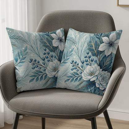 Elegant Blue Floral Pattern Design Cushion Covers