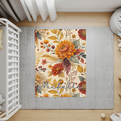 Floral Autumn Design Personalized Baby Play Mat