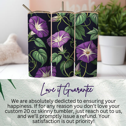 Morning Glory Floral Pattern On A Dark Background Tumblers - Walk Greener