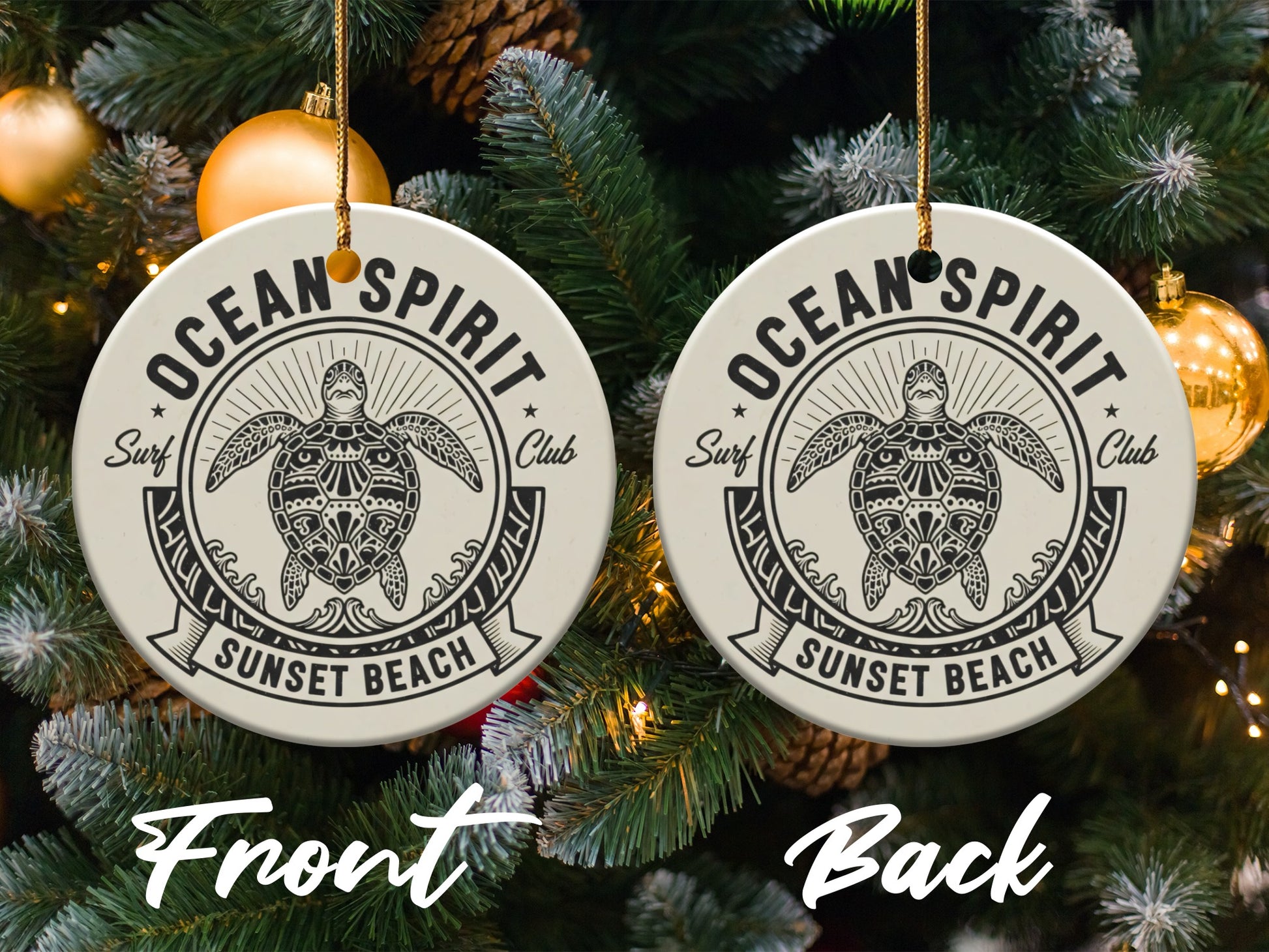 Ocean Spirit Sunset Beach Surf Club ornament product