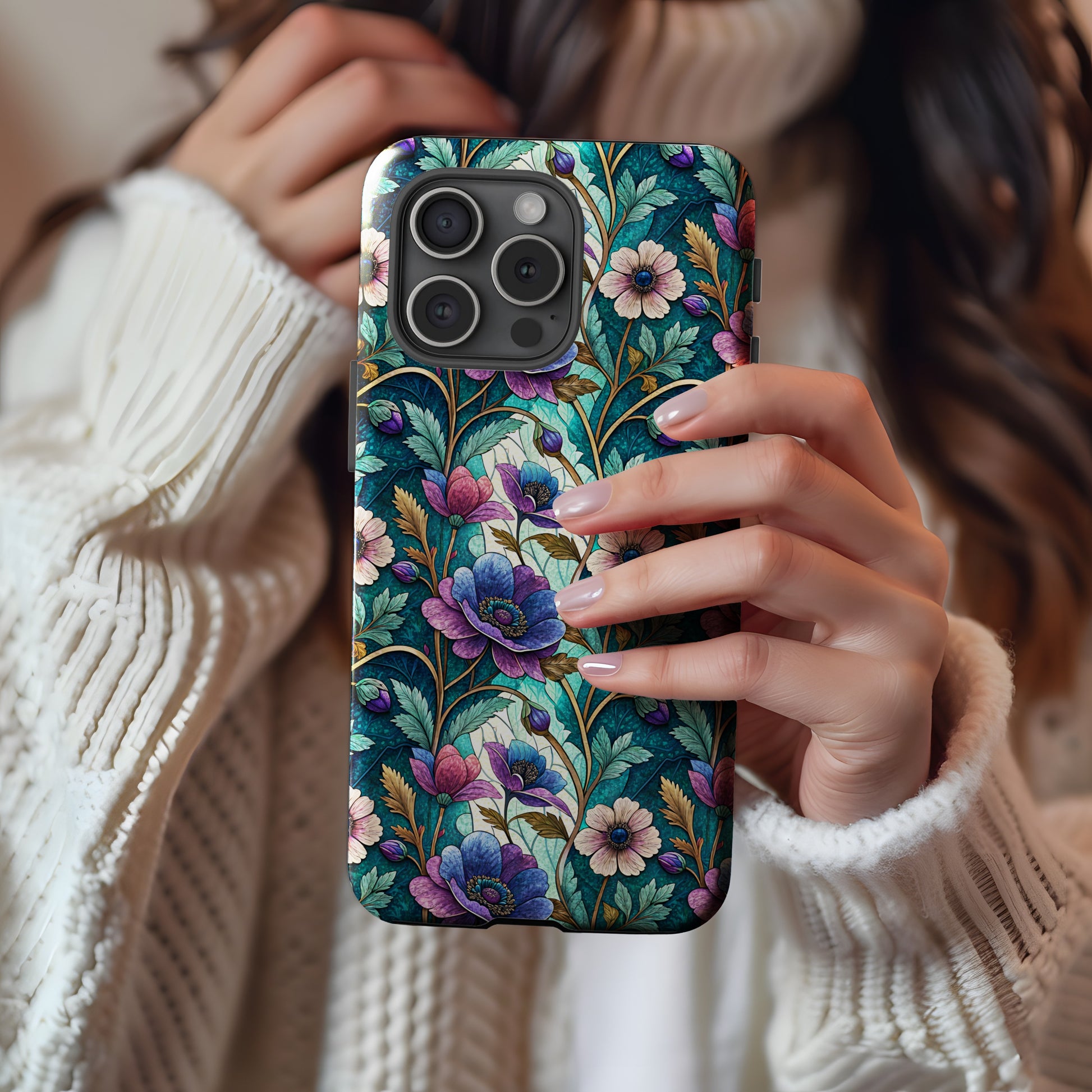 Elegant Floral Design Protective Phone Case Cover