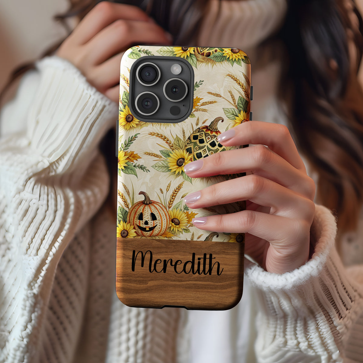 Custom Autumn Themed Phone Case With Name Meredith