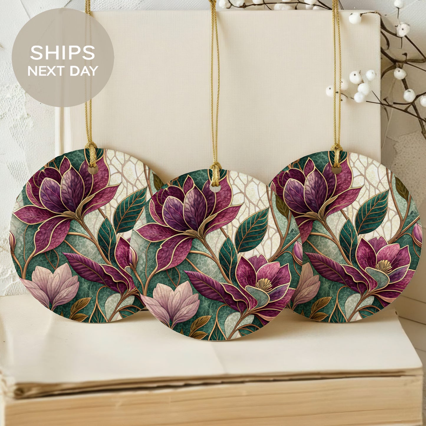Elegant Floral Round Hanging Decoration Ships Next Day