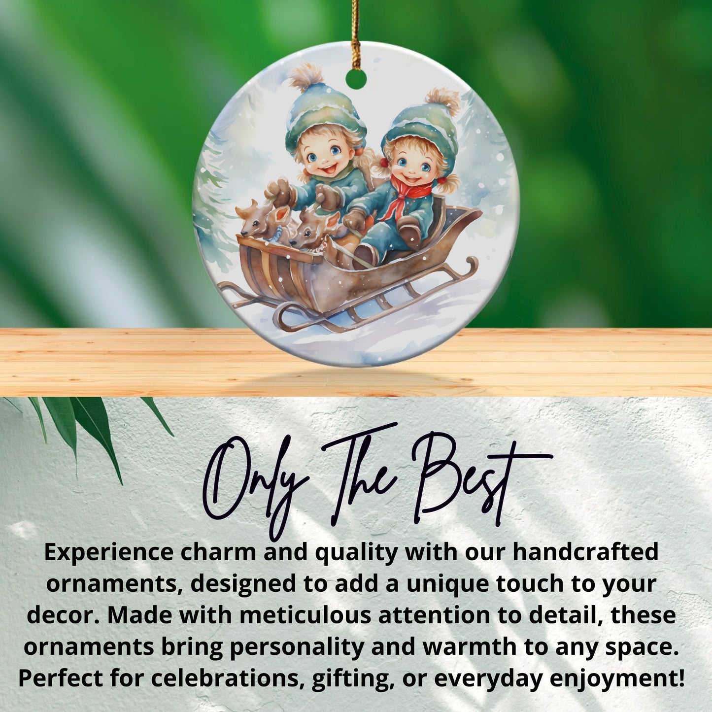 Vintage Snow Day Sledding Children Ornament product type