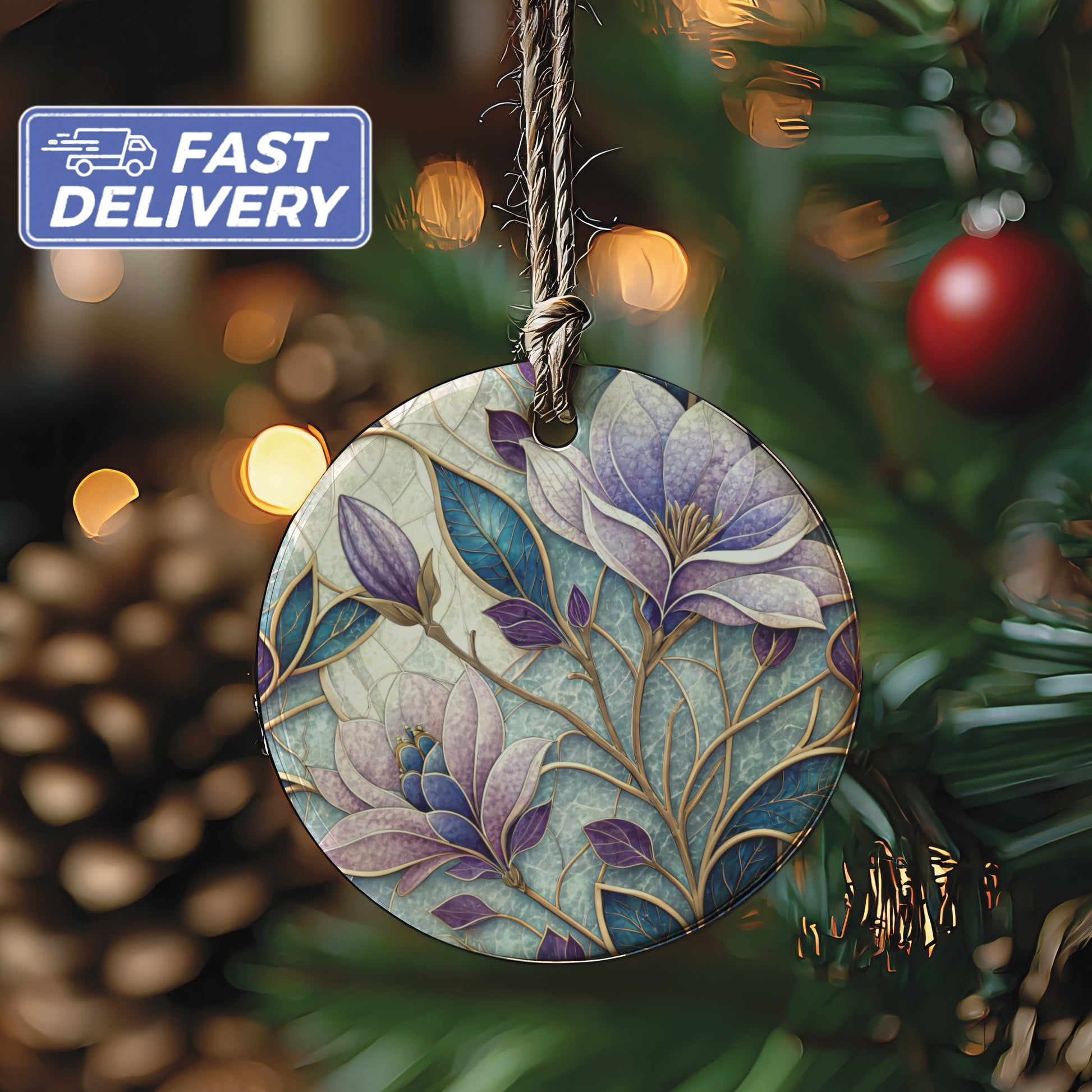 Elegant Floral Design Hanging Ornament Christmas Decor